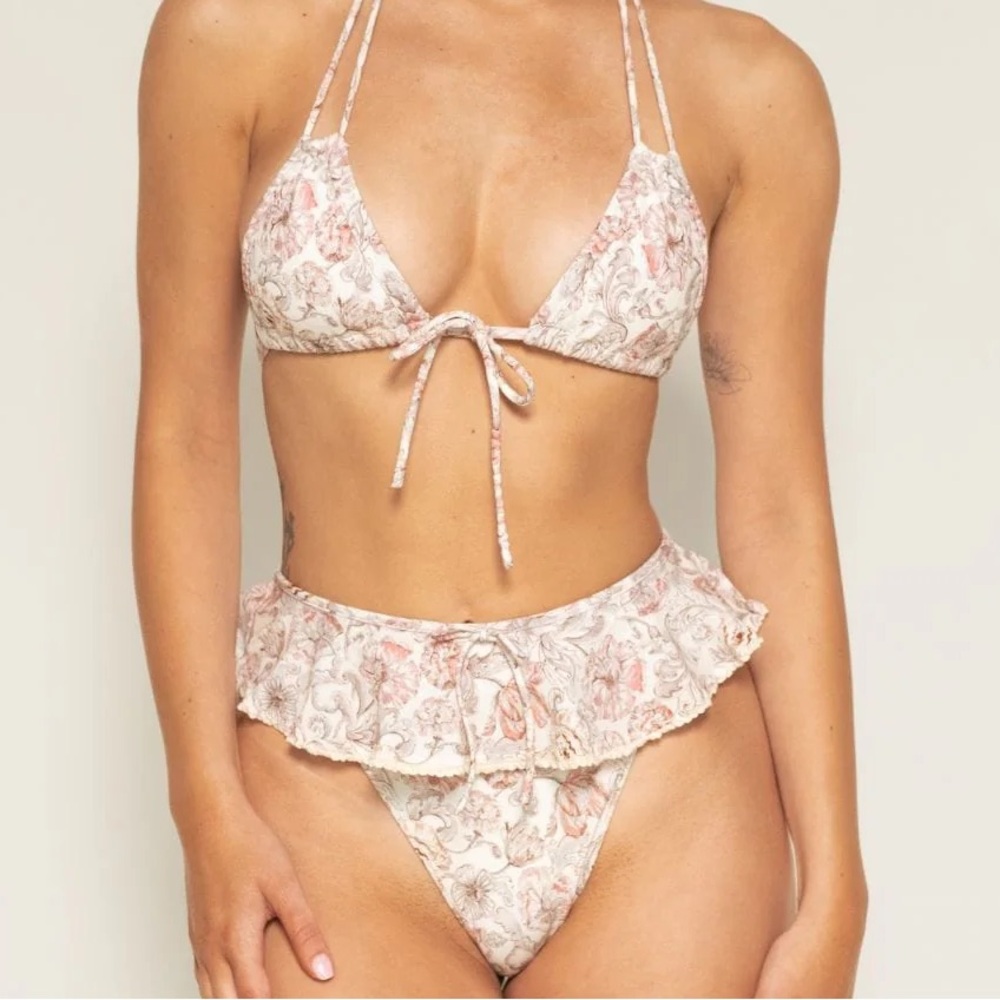 Montce Floral Bikini Set - Cream and Pink